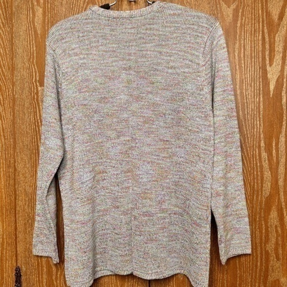 Talbots Petites Medium Cardigan Sweater Pastel Space Dye Knit V-Neck Button Up - Picture 2 of 7